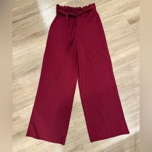 Red wide leg pants